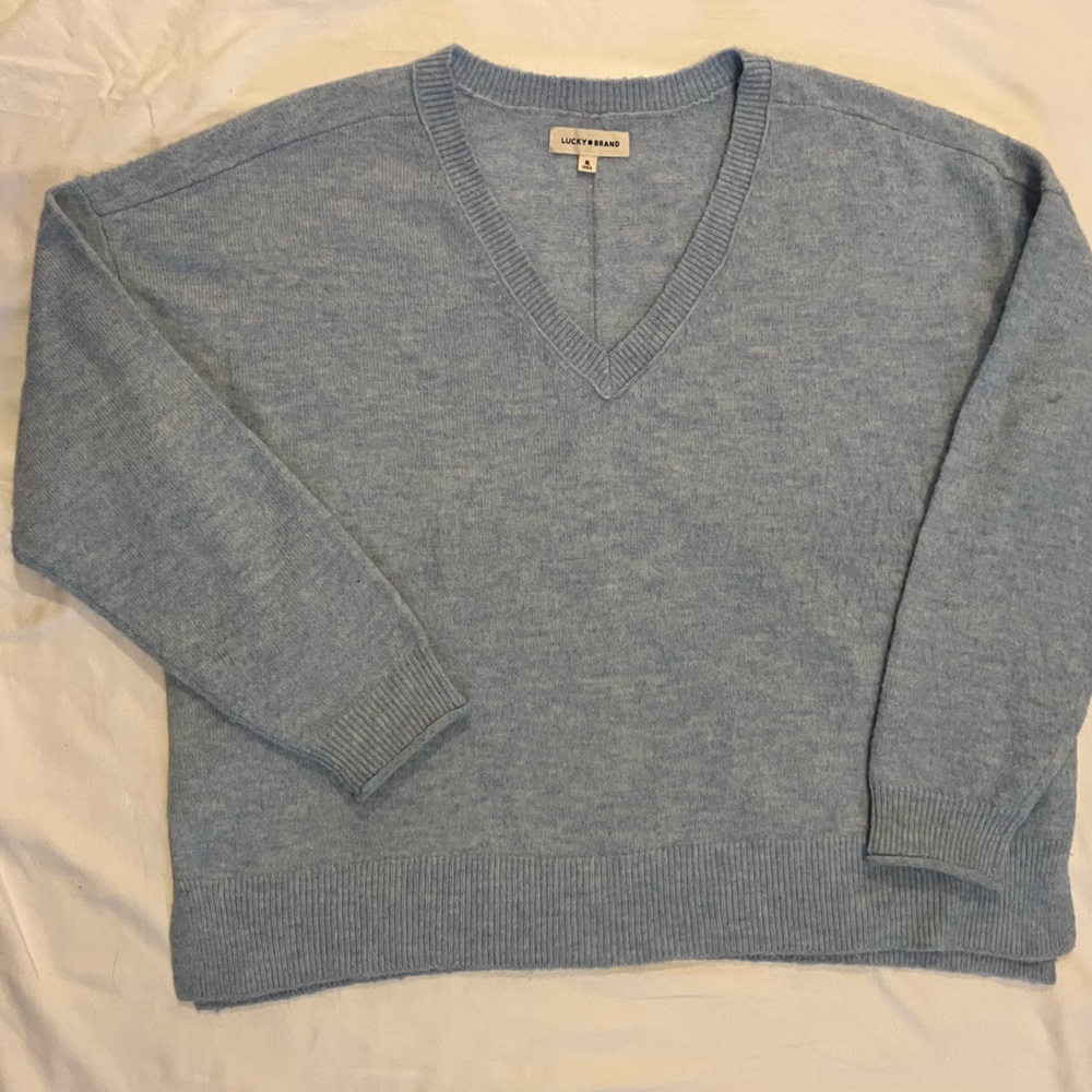 Lucky Brand Women’s Light Blue V-Neck Sweater